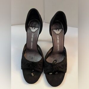 Giorgio Armani Black Tassel Heels Size 36.5
